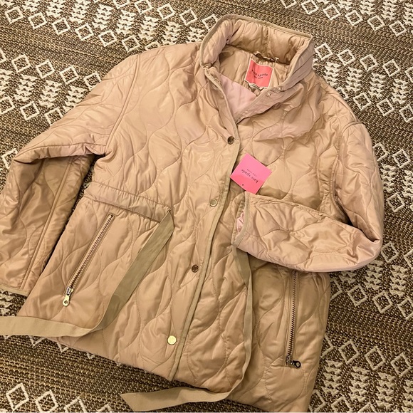 NWT Kate Spade L Relaxed Belted Quilted Anorak Coat Khaki - Picture 5 of 9